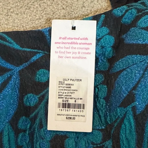 NWT Lilly Pulitzer Lolina Brocade Romper in Berry Wild Metallic BR - Picture 2 of 2